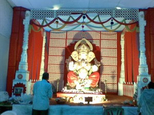 Decorations in pandal during ganesh chaturthi